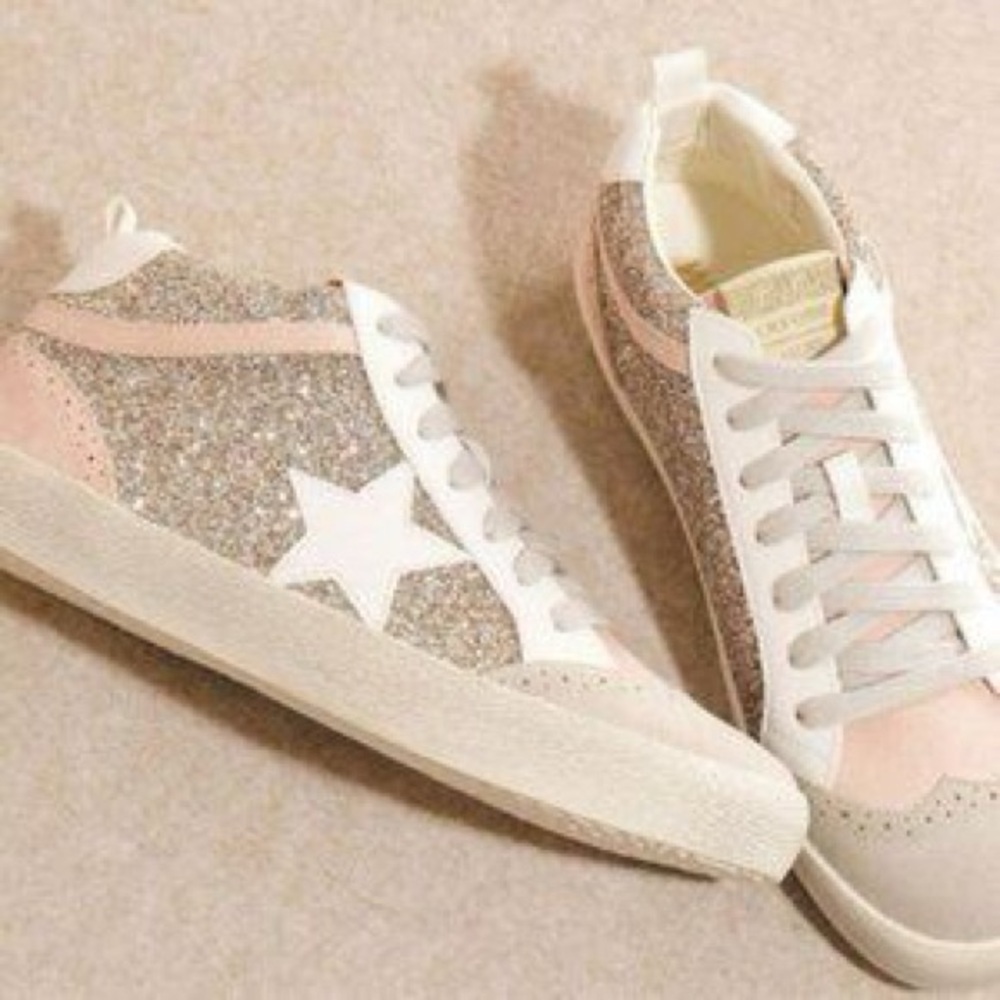 Mi.iM Pink and Glitter High-Top Sneakers (Daisy)